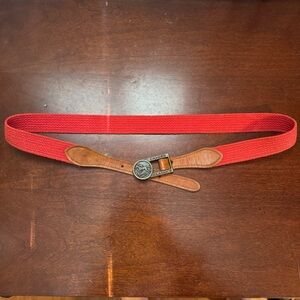 Vintage Camden Classics Equestrian Belt | Red Woven & Leather 34”